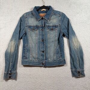 Y2K Hollister Women's M Denim Trucker Jacket Medium Wash Blue Faded Classic
